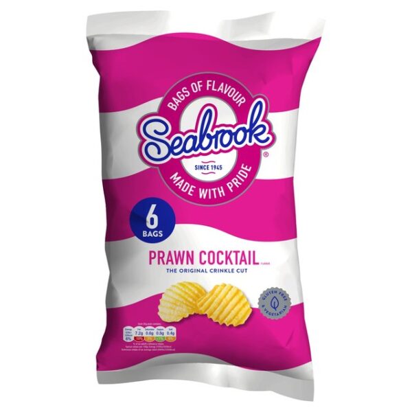 Seabrooks Prawn Cocktail Crisps 6 Pack 150g