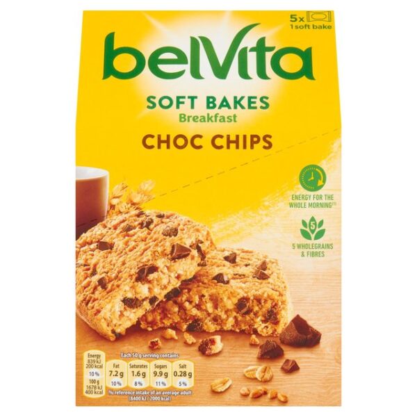 BelVita Breakfast Biscuits Soft Bakes Chocolate Chip 5 Pack 5 x 50g