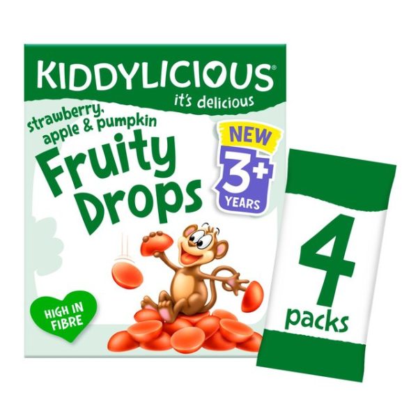 Kiddylicious Strawberry, Apple & Pumpkin Fruity Drops 4 x 16g