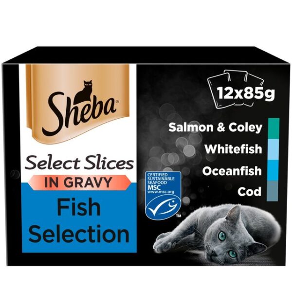 Sheba Select Slices Cat Food Pouches Fish In Gravy 12 x 85g