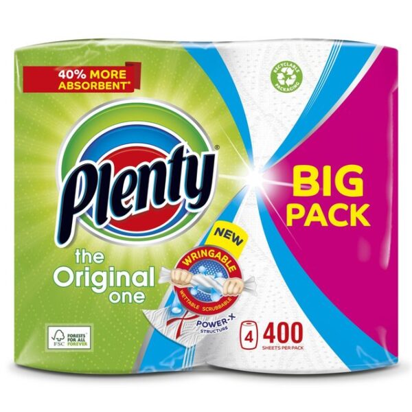 Plenty White Kitchen Roll 400 Sheets