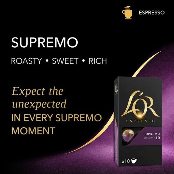 L'OR Espresso Supremo Coffee Pods x10 Intensity 10 52g