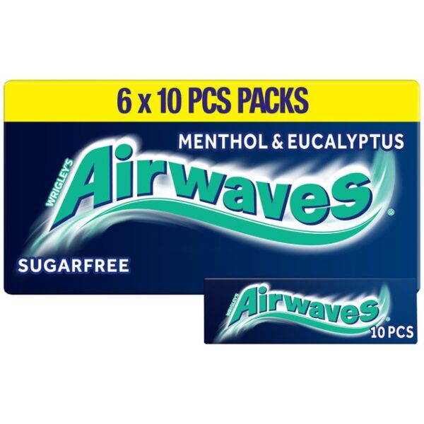 Airwaves Menthol & Eucalyptus Chewing Gum Sugar Free Multipack 6 x 10 per pack