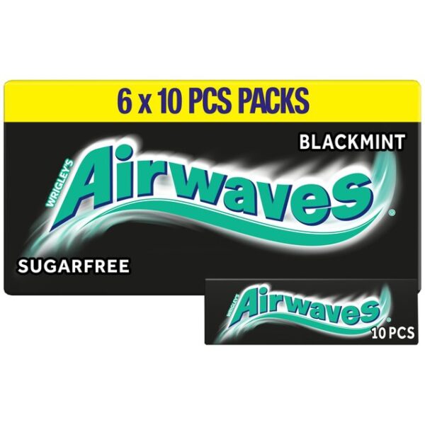 Airwaves Black Mint Flavour Sugarfree Chewing Gum Multipack 6 x 10 per pack