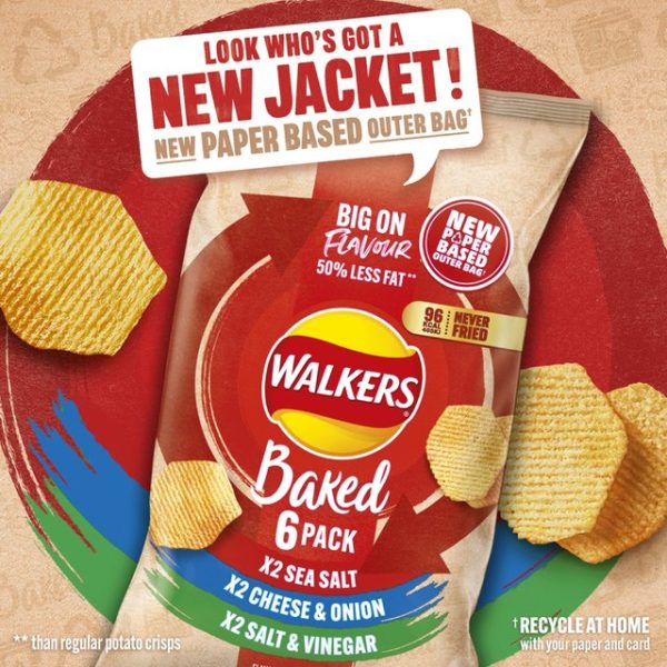 Walkers Baked Variety Multipack Snacks Crisps 6 x 22g