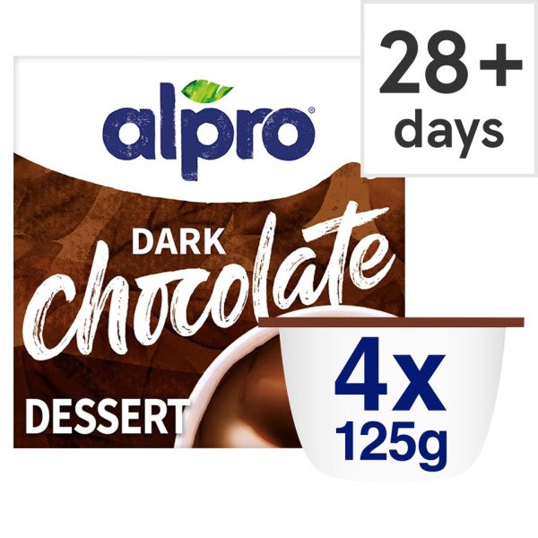 Alpro Dark Chocolate Dairy Free Vegan Soya Dessert 4x125g