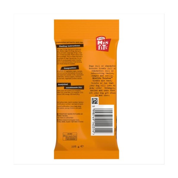 Misfits Twistos Dog Treats with Beef 105g