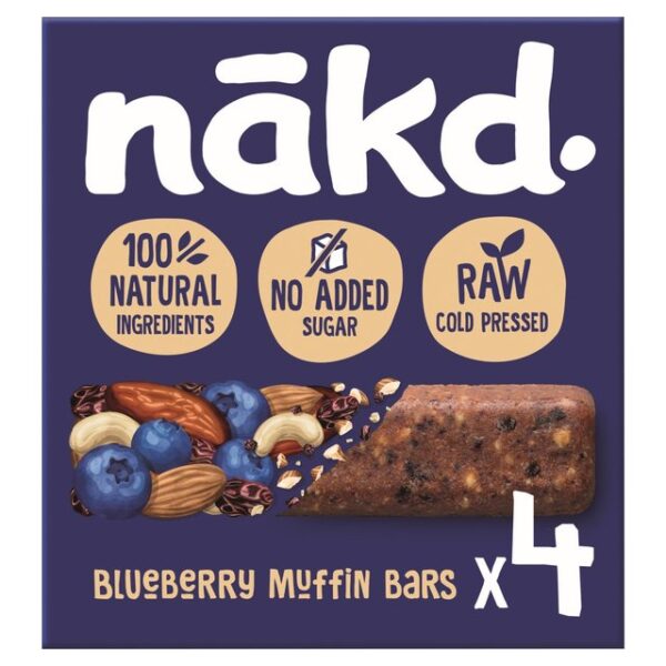 Nakd Blueberry Muffin 4 Raw Fruit, Nut Bars 4 X 35g