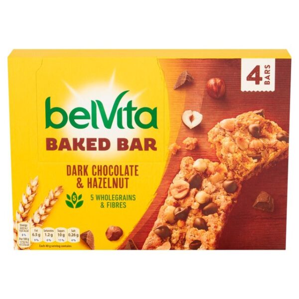 Belvita Baked Bar Dark Chocolate & Hazelnut 4 x 40g