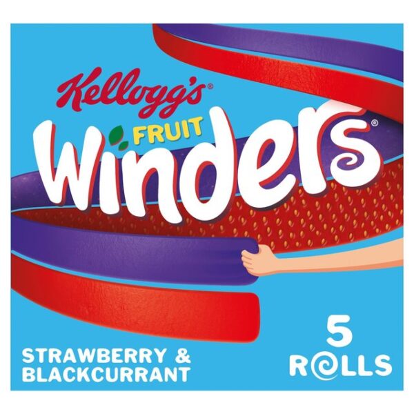 Kelloggs Fruit Winders Rolls Strawberry & Blackcurrent 5 Pack 85g