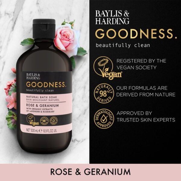 Baylis Harding Goodness Rose  Geranium Bath Soak 500ml