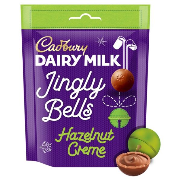 Cadbury Dairy Milk Jingly Bells Hazelnut Creme Christmas Chocolate Bags 73g