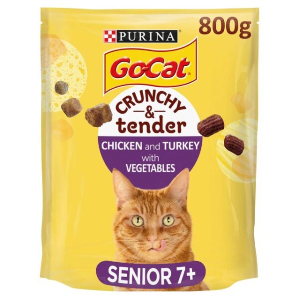 Go-Cat Senior 7+ Crunchy Tender Dry Cat Food Chicken & Veg 800g