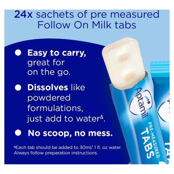 Aptamil Pre-Measured Tabs 2 Follow On Milk 6-12 Months 24 Sachets 576g