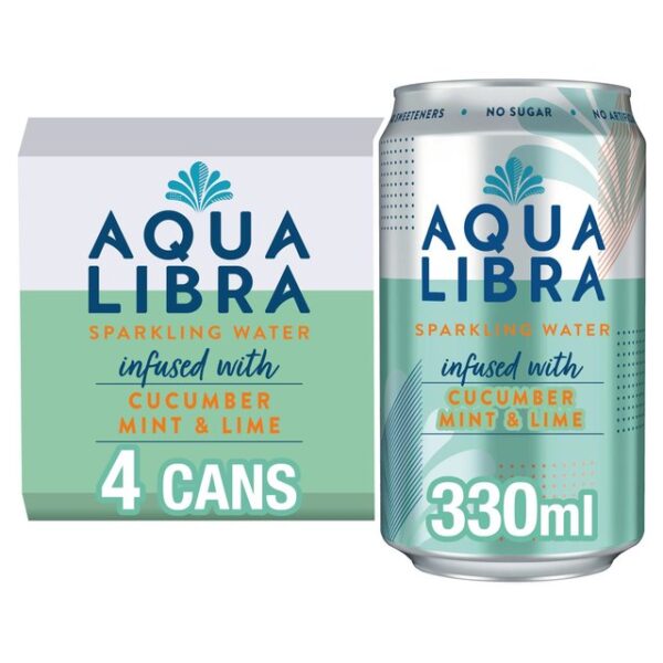 Aqua Libra Sparkling Water Cucumber Mint & Lime 4 X 330ml