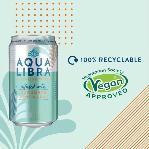 Aqua Libra Sparkling Water Cucumber Mint & Lime 4 X 330ml