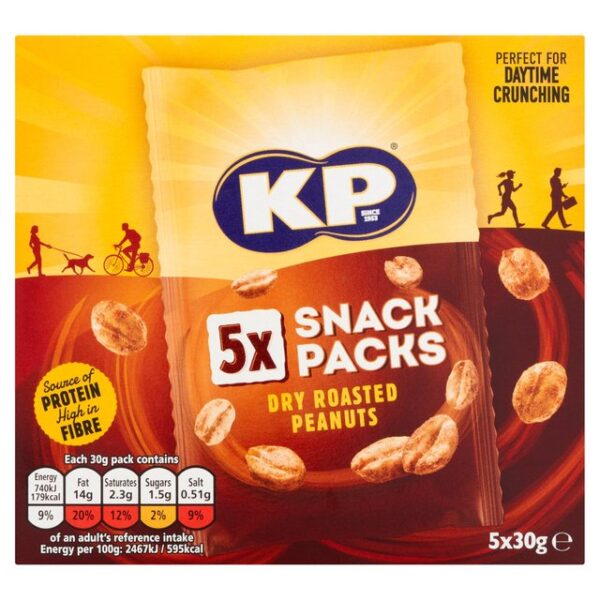 KP Dry Roasted Peanuts 5 x Snack Packs 150g