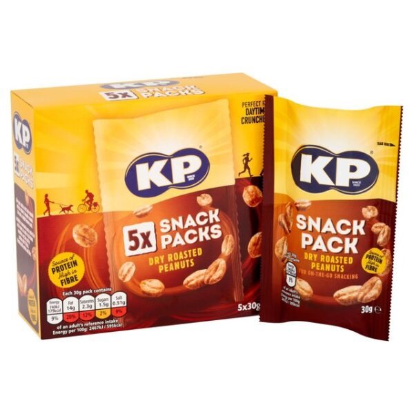 KP Dry Roasted Peanuts 5 x Snack Packs 150g