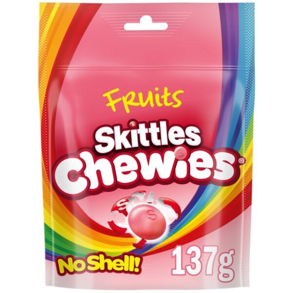 Skittles Chewies Vegan Sweets Fruit Flavoured Pouch Bag 137g