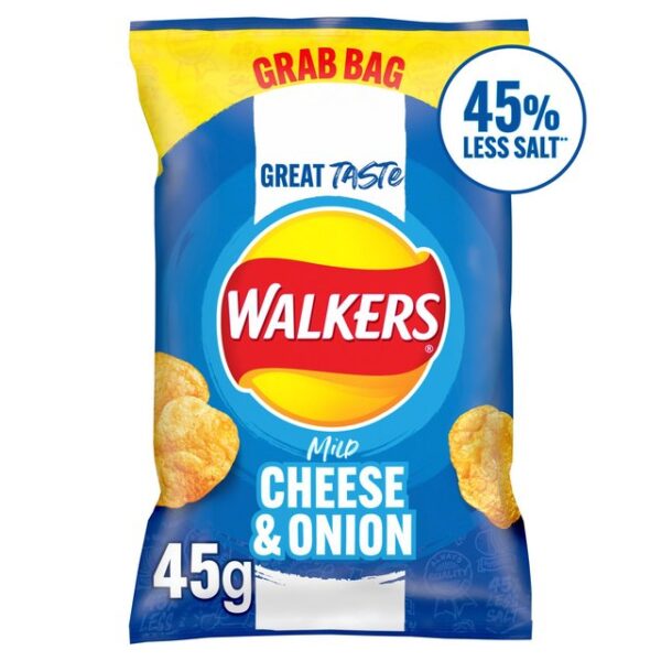 Walkers Less Salt Mild Cheese & Onion Crisps 45g