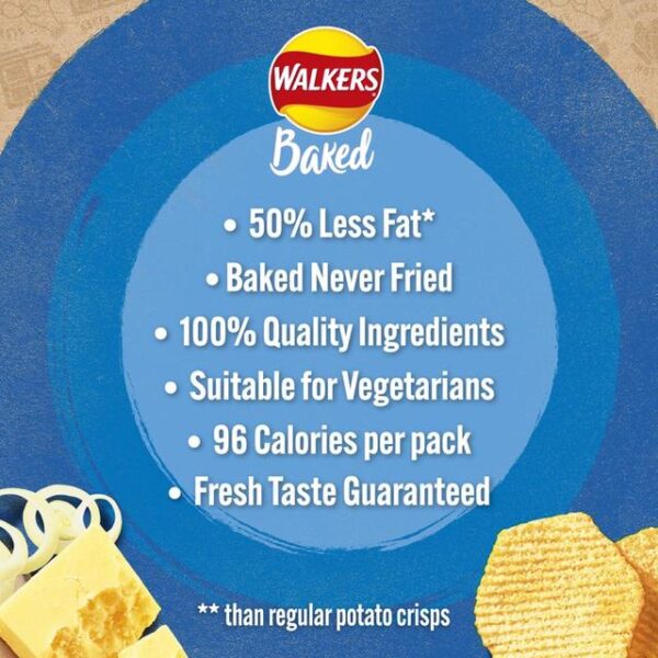 Walkers Baked Cheese & Onion Snacks Crisps 6 x 22g