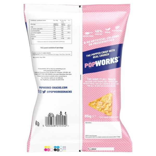 Popworks Sweet & Salty Popped Crisps 85g