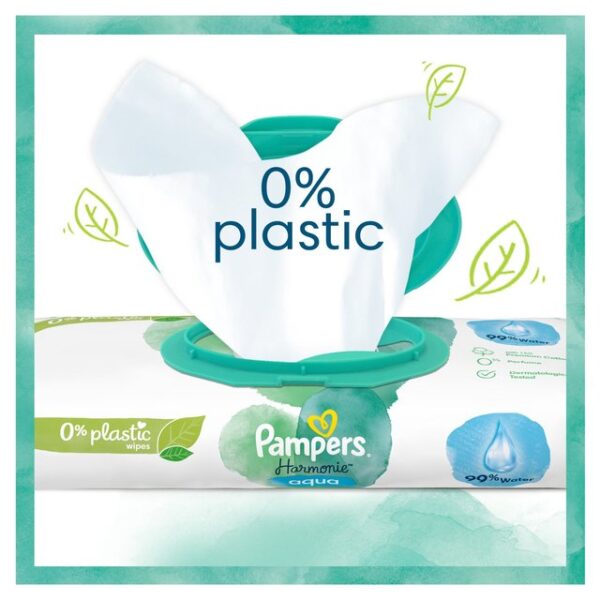 Pampers Harmonie Aqua Baby Wipes Plastic Free 48 per pack