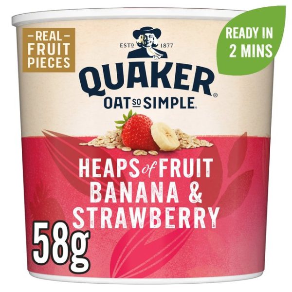 Quaker Oats Oat So Simple Heaps Of Fruit Banana & Strawberry 58g