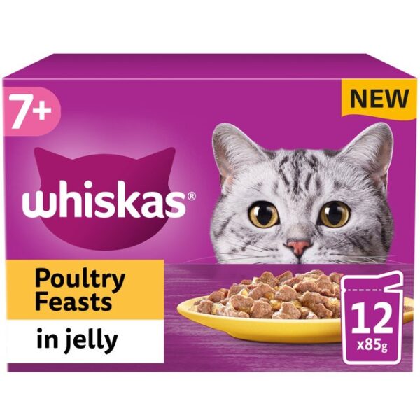 Whiskas Senior 7+ Poultry Feasts Pouches in Jelly 12 x 85g