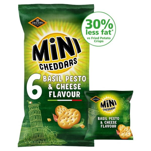 Jacob's Mini Cheddars Nibblies Cheese Pesto Multipack Snacks 6 x 17g