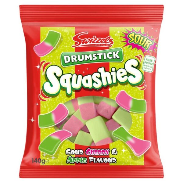 Swizzels Drumstick Squashies Sour Cherry  Apple Flavour 140g