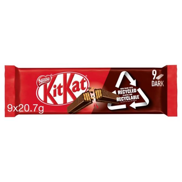 Kit Kat 2 Finger Dark Chocolate Biscuit Bar Multipack 9 Pack 186.3g