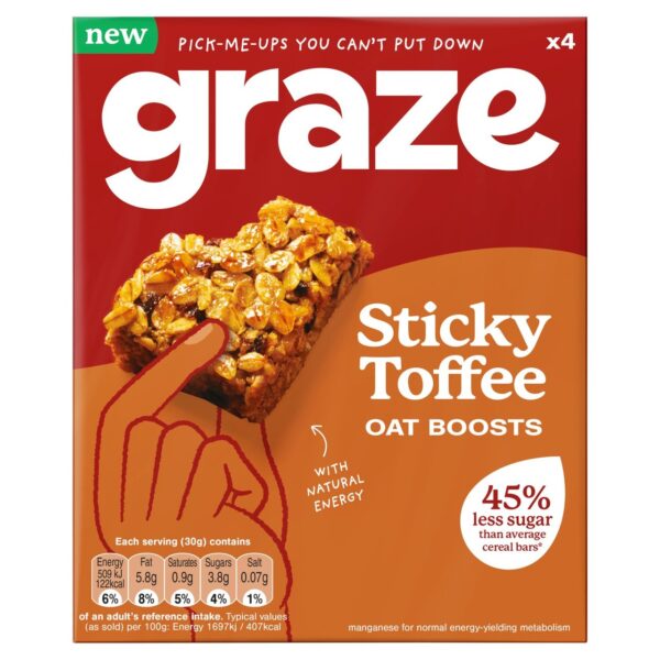 Graze Sticky Toffee Oat Boosts 4 x 30g