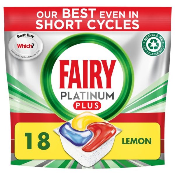 Fairy Platinum Plus Dishwasher Tablets Lemon 18 per pack