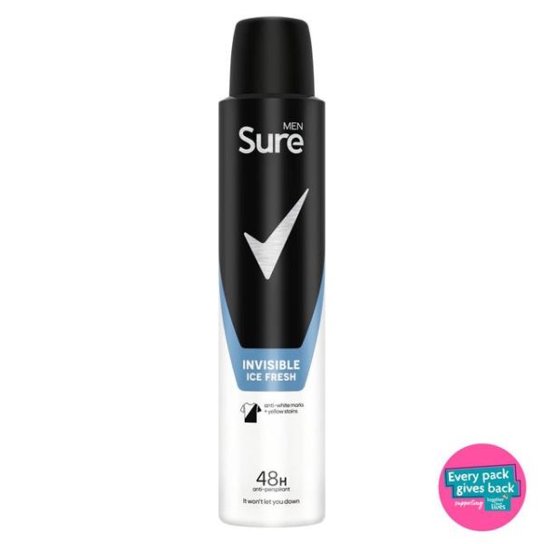 Sure Men Antiperspirant Deodorant Invisible Ice Aerosol 200ml