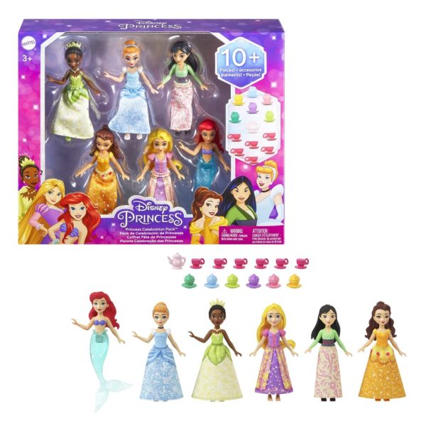 Disney Princess Toys, 6 Small Dolls And Accessories