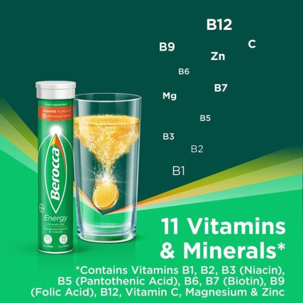 Berocca Energy Food Supplement Orange Effervescent Tablets 15 per pack