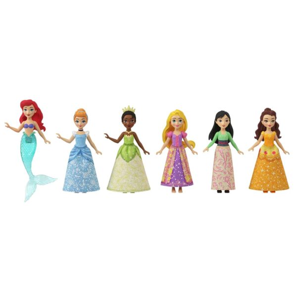 Disney Princess Toys, 6 Small Dolls And Accessories