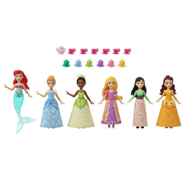 Disney Princess Toys, 6 Small Dolls And Accessories