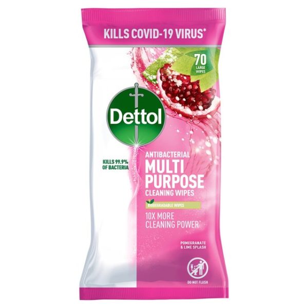 Dettol Multipurpose Cleaning Wipes Pomegranate & Lime Large Wipes 70 per pack