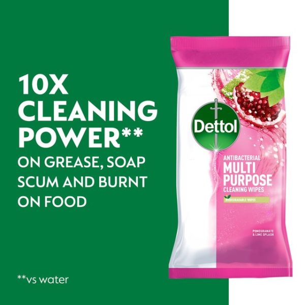 Dettol Multipurpose Cleaning Wipes Pomegranate & Lime Large Wipes 70 per pack