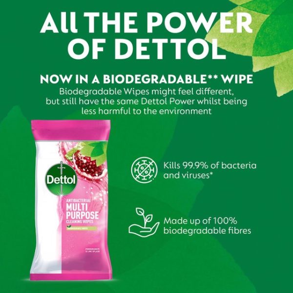 Dettol Multipurpose Cleaning Wipes Pomegranate & Lime Large Wipes 70 per pack