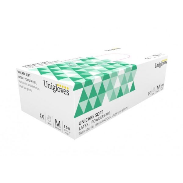 UNICARE LATEX POWDER FREE GLOVES 100'S