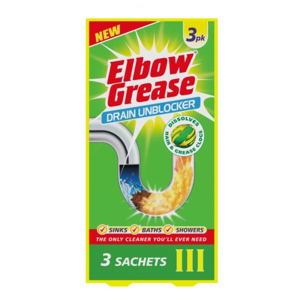 ELBOW GREASE DRAIN UNBLOCKER SACHETS 3X25G