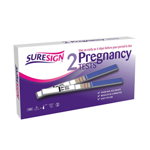 SURESIGN PREGNANCY TEST STRIPS 2 TESTS