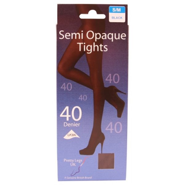 PRETTY LEGS 40 SEMI DENIER OPAQUE TIGHTS BLACK S/M