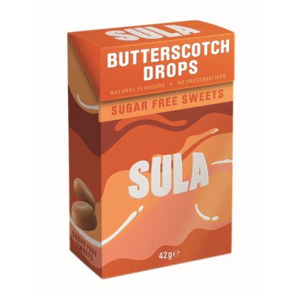 SULA SUGAR FREE SWEETS 42G BUTTERSCOTCH DROPS