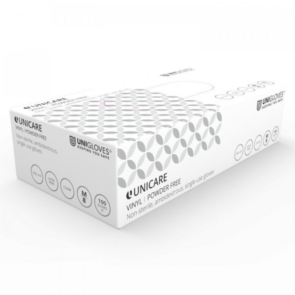 UNICARE VINYL POWDER FREE GLOVES 100'S