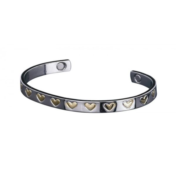 BIOMAGNETIC BRACELETS, SILVER & GOLD HEARTS