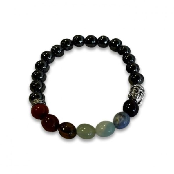 MAGNETIC JEWELLERY BRACELET BLACK & COLOURED BEADS B7139